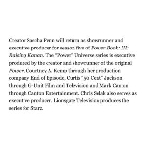 Courtney Kemp Agboh Instagram - Season 5 of @RaisingKananStarz is on the way 🔥 #RaisingKanan #PowerUniverse #PowerNeverEnds
