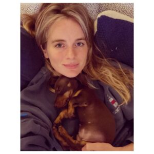 Cressida Bonas Instagram - This is our new little friend Budgie Bear. She’s a brown ball of love and cosiness... has the kindest of eyes... is brave as a lion... wants to hug and kiss all day long... is a little manipulative... thinks she’s bigger than she is... has dinosaur paws ... and we love her too much already 🥰