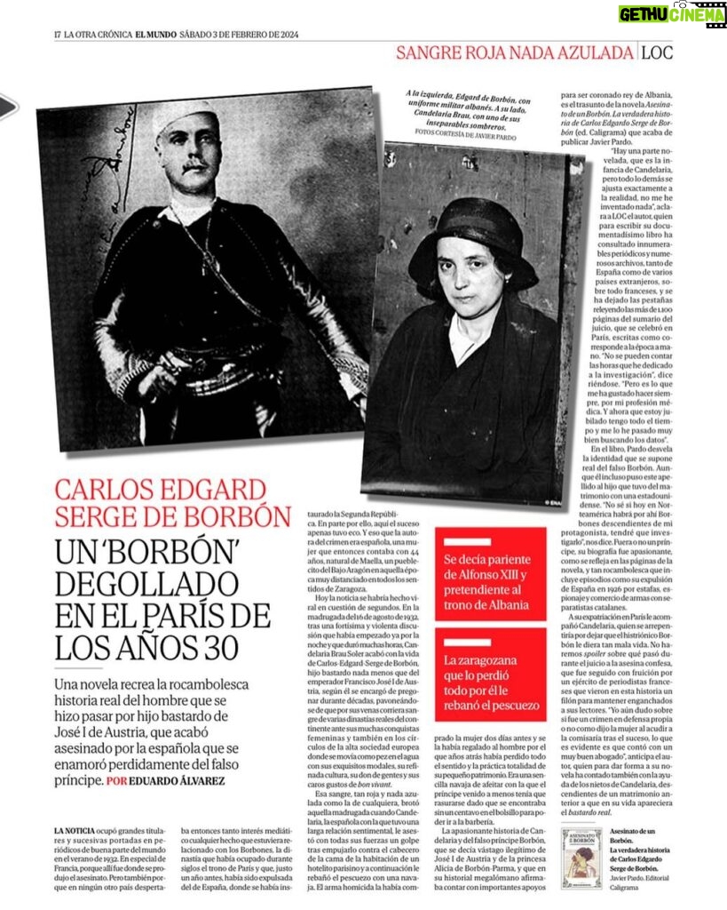Cristina Pardo Instagram - El libro de mi padre (‘Asesinato de un Borbón’), en El Mundo. #PardosPorElMundo