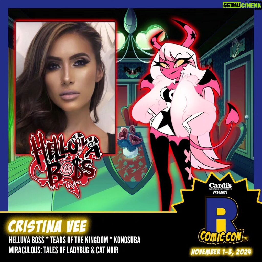 Cristina Valenzuela Instagram - Please welcome @cristinavox to #RICC2024! Cristina plays Verosika Mayday in Helluva Boss. She is also known as Ladybug in Miraculous: Tales of #Ladybug & Cat Noir, Tulin in The Legend of Zelda: Tears of the Kingdom, and Darkness in the Konosuba series. Buy tickets now! #HelluvaBoss