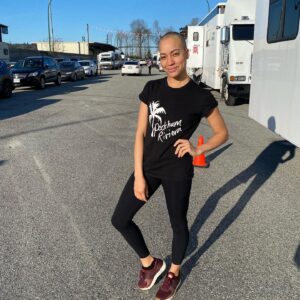 Cush Jumbo Instagram - Another morning on set, another @blakefiftytwo t-shirt 😁 

You can take the girl out of #southlondon …😉❤️✊🏽