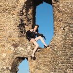 Dakota Schiffer Instagram - 002: BBC keepin’ it 100 ‘terrible tudors’ photos- @goldie.wixon @winona.schiffer and @beccabowiee outfit- @narclsslsm so nervous to get back into these outfits but this shoot and climbing up this giant wall in golden hour really made me fall in love with this look again!