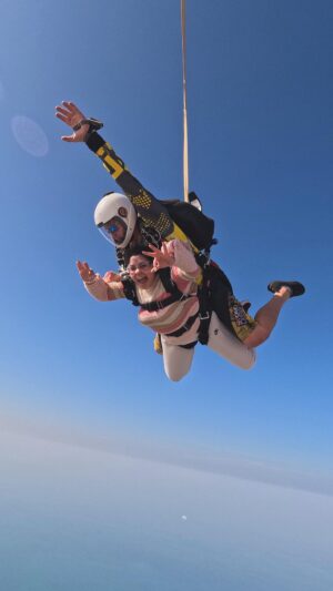 Damini Bhatla Instagram - Jan 13th 2024 - my first ever skydive. 
I should have kept a nicer face! I wasn’t scared. Trust me. 
#skydivedubai @skydivedubai