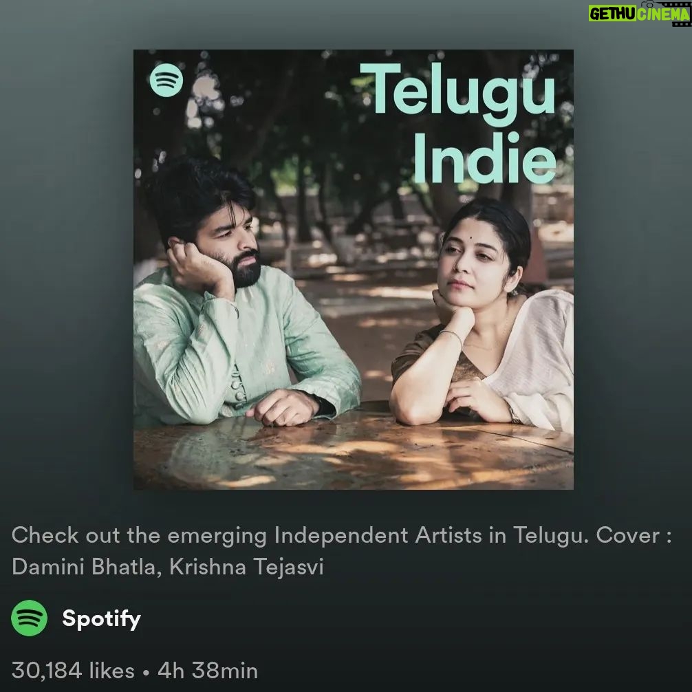 Damini Bhatla Instagram - My image is on a Spotify cover art! . . @daminibhatlach and @krishnatejasvi 's single 'Premalekha' is out right now on every streaming platform! The shoot from which this image and a few others that are present in the lyric video on YouTube, came out of a super fun environment created by Damini and KT, reveling in the energy and ease with which their song flows! Independent music for the win! . . #spotify #spotifyplaylist #independent #indie #telugu #hyderabad #release