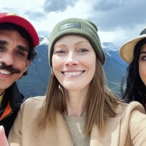 Dana DeLorenzo Instagram - Great day inside a Bob Ross painting, aka #Banff. What a way to kickoff @calgaryhorrorcon ! Thanks again Dan!! @therealalyssas @realraysantiago 
#calgary #calgaryhorrorcon