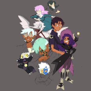 Dana Terrace Instagram - Merry Christmas, have some never before seen #TheOwlHouse sketches! 1) Doodling to get myself in the headspace for Watching and Dreaming post retakes. 2) Gus and Hunter human realm clothes while we were writing Thanks to Them. 3) First ever sketch of the Collector. He changed so much!! I much prefer his final design but this version will always hold a place in my heart. 4) Just sketching cute stuff for fun. 5) First sketch of Huntlow when we started developing their relationship. 
That's all for now byyyyeeeeee!