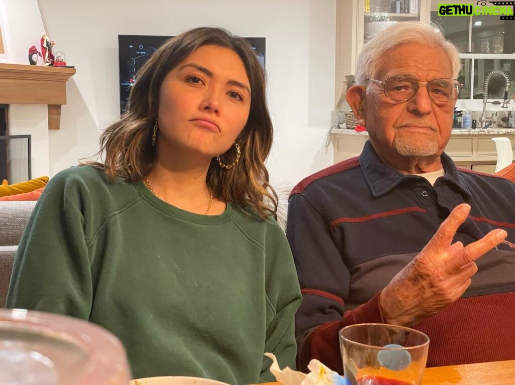Daniella Pineda Instagram - My grandpa, Albino, just turned 99 two days ago. He wrote a book about his life called “Among The Repatriated.” Check it out, he spells my name wrong in it. His youth strangely reads to me like a PT Anderson movie (if he made a movie in the 20’s). I asked him if being insanely ridiculously good looking has kept him alive, to which he agreed. However, he also said the following… 1. Tiny ass portions. Keep it light. Don’t overeat. Since I can remember, his plate looks like a tasting platter. 2. He does not eat meat everyday. Rather, every 1-2 days. 3. SLEEP. 4. He has always looked forward to the next day, and always had his hand in multiple things. Artistic projects, public service, or being hot. 5. His mother water birthed him in the fountain of youth. #nofilter #vintagehuman #crustaceans #jurassic #antiquefeatures #hot #antiqueroadshow #oldaafuck #cavewall #archeology #BC