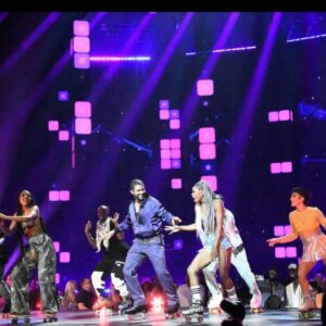 Danielle E. Hawkins Instagram - Listen…..WE SKATE SKATE!!!! Just a pic of the get down on stage with boss man @usher and my sister @ashleyimani 🛼. Gods timing is ALWAYS right. IYKYK 

You gotta get tix to see the rest. TRUST me the show is a MF MOVIE!!!! 

Shout out to @neonkeon cuz u deserve it and you know why! 

#skatelife #usher #residency #vegas #lasvegas #myway #moonboot #moonlightroller #growth #family #friends #newtingz #skatecommunity #work #quads #derby #feistyfunnyandfine #daniellehawkins #ogsk8queen #wowbaby