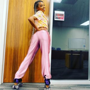 Danielle E. Hawkins Instagram - “ohhh I wanna skate with somebody”… 

Y’all I got to do another episode of @nbcthevoice and this one is special because my fam @mr.tyrellwashington trusted me with who to bring on & to choreograph the skaters section. The blessings are flowing & being able to share them with my skate fam @crystal.alysia @dylan__morton & @skate_nomad is the icing on the cake.

Btw give it up my nephew @dylan__morton going crazy on his first LIVE tv show performance and securing a new agency (we’re both with the best) @msaagency 

Aite back to work. #AuntieIsAchieving #thederbydiaries #rollerskate #skatelife #ogsk8queen #choreographer #feistyfunnyandfine #thevoice #quads #larollergirls #melanin #blackexcellence