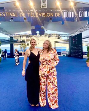 Danielle Macdonald Instagram - Aaand the looks for @festivaltvmonte_carlo 

Styled by @gaellepaul 

Thank you 
@melissamercedesofficial for the 🔥 suit
 & 
@mimineag for the 💙 dress 

Jewles @gabrielandco 

Make Up @sonia._detrez