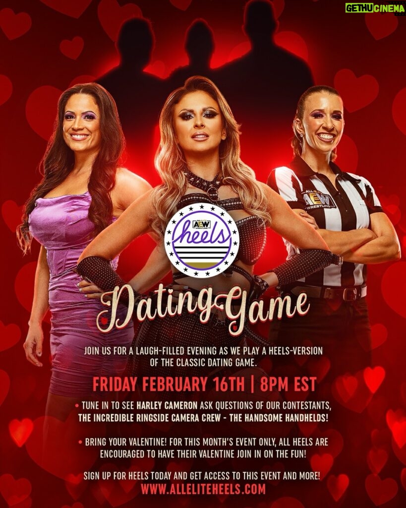 Danielle Louise Instagram - Februarys are filled with laughs and love! Join us for this month’s virtual event where we recreate our version of the classic “Dating Game.” The hilarious Harley Cameron asks questions of our contestants, the amazing ringside camera crew - The Handsome Handhelds! Friday Feb 16 @ 8pm! Bringing your Valentine is heavily encouraged! . . . #aew #aewheels #womenswrestling #valentinesday #harleycameron #vday #datinggame #valentine #onlinecommunity #virtualevent