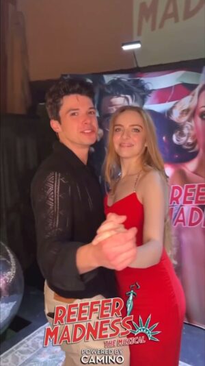 Darcy Rose Byrnes Instagram - This was NOT the song he was singing when we did this video. Brownie points (get it??) to whoever guesses the right song
@camino.by.kiva 💕 #openingnight #reefermadness