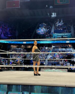 Dasha Kuret Gonzalez Instagram - Oh what a night!!!! #AEWRevolution last night live from #Greensboro #NC was such an incredible experience!!! If you didn’t get to check it out, watch it on repeat!!! #AEW #Announcer #MasDasha #StingsLastMatch was most definitely one for the record books! 

💄: @aewglam @dearadneris 
💁🏽‍♀️: @mamasal10