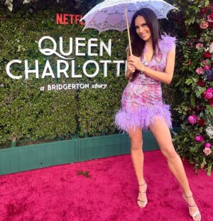 Davina Portratz Instagram - The social season is upon us and #queencharlotte wished to be entertained. This season’s diamond is bound to be even more precious and rare a stone than previously thought 💎💜🌸@bridgertonnetflix