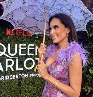 Davina Portratz Instagram - The social season is upon us and #queencharlotte wished to be entertained. This season’s diamond is bound to be even more precious and rare a stone than previously thought 💎💜🌸@bridgertonnetflix