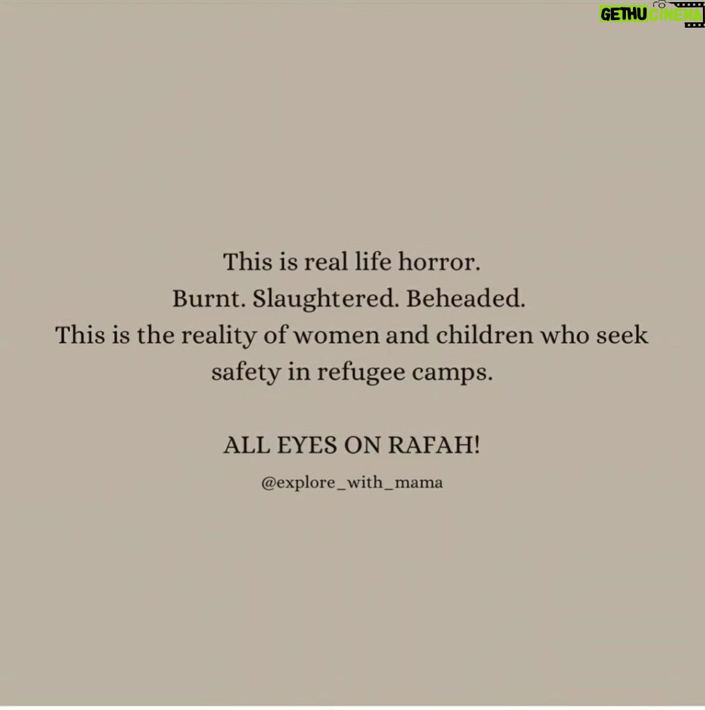 Dayyana Hameed Instagram - All Eyes On Rafah. Rafah bleeds. This is nothing less than holocaust. The world stands , gazing helplessly?.. Speak up if the humanity in you is still not dead.. Burnt. Slaughtered. Beheaded. Decades of torture and brutality . Stop this genocide. Save the people of Palestine. #rafah #rafahonfire #freepalestine #stopgenocide