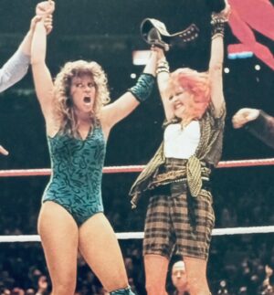 Debrah Miceli Instagram - With 10 days remaining until the final night of #WrestleMania, we’re doing a countdown of the biggest moments from the first 10 events!

At WrestleMania 1, Wendi Richter proved to be a true pioneer for women’s wrestling as she competed in the first women’s match at The Showcase of the Immortals. Wendi played crucial role in the success of the WWF during that era and her pairing with Cyndi Lauper was significant for the WWF’s Rock N’ Wrestling Connection which helped to usher wrestling into pop culture!

#WWE #WWEHOF #SmackDown @wwe @wwenetwork