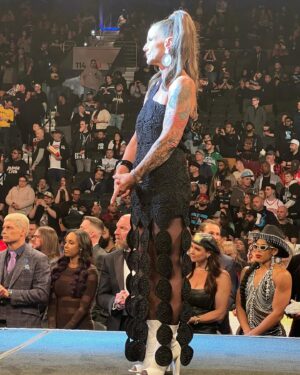 Debrah Miceli Instagram - One of the most electrifying moments for me seeing my esteemed colleague @bull__nakano inducted into the @wwe  #halloffame and can we talk about this dress? 🔥oh and the earrrings, boots and MH  @themickeyfitzpatrick and Jackie of the WWE make up squad. Why can’t I find your handle? LOL