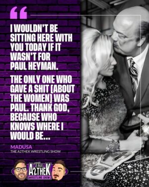 Debrah Miceli Instagram - Paul Heyman has always been a WISE MAN and an ADVOCATE for women's wrestling. As @paulheyman is set to be induced into the #WWEHallOfFame these words from @madusa_rocks in our interview just show what an influence Paul has had throughout his career!
.
#paulheyman #madusa #alundrablayze #wwe #wcw #prowrestling #wwehof #womenswrestling