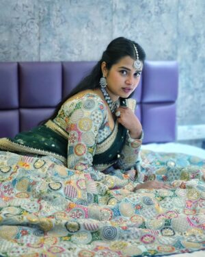Deepthi Rajendra Instagram - Sugar Spice & Everything Nice☺️

🥻 @mokshe_rental_destination 
📿 @krishya_bridal_collections