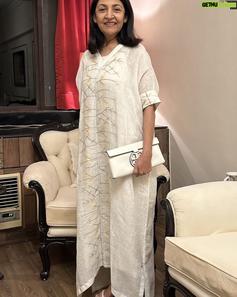 Deepti Naval Instagram - First time wearing a kaftan, designed by @anavila - what do you say?