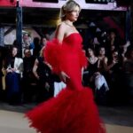 Delphine Wespiser Instagram - RED ❤️‍🔥 #pfw @joannabhmphoto @a.flamentphoto