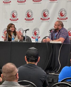 Denise Salcedo Instagram - What an awesome day!!! Thank you to everyone for the lovely birthday wishes!!!❤️❤️❤️🥰🥰🥰 today I hosted two panels one with @samoajoe and the other with both @trishstratuscom & @machetegirl !!!!!🤩🔥🤩🔥🤩🔥🤩 @comicconrevolution