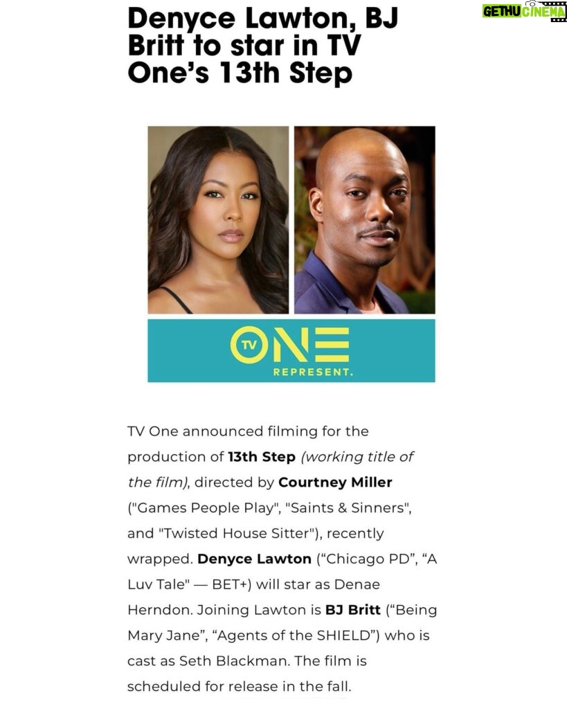 Denyce Lawton Instagram - #LatePost .. y’all know I’m already bad with social media LOL been a little busy over here 🥰 but … better late than never.. 😛🤷🏽‍♀️🫶🏽 @iambjbritt @directorcourtney @jaredwoffordent & I filmed a movie a couple of months ago for @tvonetv @swirlfilmsig … I just want you to know that what we worked through multiple lightening / thunderstorms, creepy bug infested woods with mini pterodactyls flying into my face and a lot of changes, but a lot of fun was had, bruises were made, literally blood was shed 😂😂 ( & BJ got the grunt of it 😂) forever friendships were made and bugs were swallowed by BJ all in the sake of bringing y’all a nice little romantic thriller.. there’s a little clip of it at the end of the slide 😂😂 COMING TO TV ONE OCT 15 😫😂🥰♥️ (A little appreciation note to all the crew who were so dope during filming and made life easier for us on a daily… love y’all fo life 🥰)