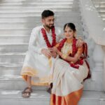 Dharshana Ashokan Instagram - Mr and Mrs.Abishek ❤️ Blouse - @nirali_design_house Makeup - @sofiajasminemakeup Hair - @makeoverby_pranitha Saree pleating - @perfectpleats_saree_stylist