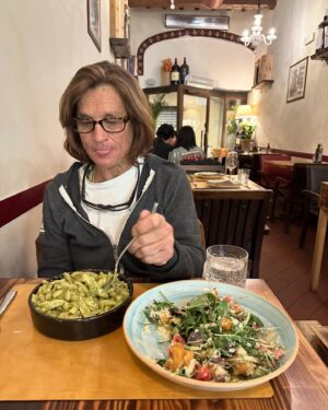 Diana Nyad Instagram - Italy is all about food. Then how can the Italians be so slim? They WALK! EverWalkers, this a land made for us. Pasta is supreme, pesto Bonnie’s favorite. In this small town of Florence we have come across a minimum of 50 gelato stores! Salted caramel for Bonnie. For me, Stracciatelli!