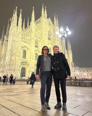 Diana Nyad Instagram - First time for both of us in Milan. Juxtaposition of the old world church, the Duomo, next to the high fashion Dolce & Gabana etc Galleria speaks of the essence of this city. We’re soaking it all up.
•
#duomomilano #nyad #milan #italy