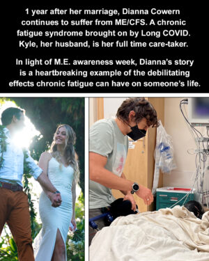 Dianna Cowern Instagram - May 12th was ME/CFS awareness day. Dianna Cowern's ME/CFS was triggered last year after she contracted COVID on her honeymoon. 1 year later she is bed-ridden 24 hours a day. Kyle takes care of her full time, and this week they are celebrating the 1 year anniversary of their wedding.

Millions of Americans continue to suffer from ME/CFS, and an estimated tens of millions of people around the world are affected. The Physics Girl office has been closed down, and her science exploring Youtube channel is on hold.

While ME/CFS awareness week continues, we'll keep Dianna and those suffering from chronic fatigue in our hearts. The road to recovery is long, hang in there Dianna.

#MECFS #notaflu #longcovid #chronicfatigue #CFS