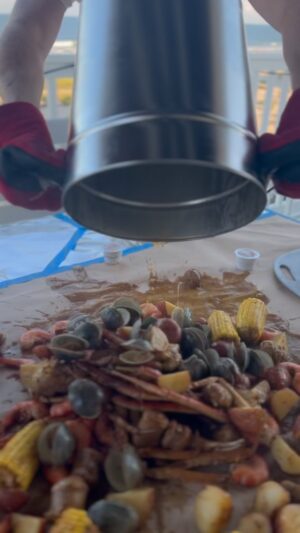 Dina Deleasa Instagram - We had so much fun last night with our seafood boil! There is truly nothing better than eating this meal beachside with a bunch of friends. Well the expertly made margaritas might have helped too !

@topsailsteamerlbi has buckets ready to order or you can customize them. So much fun and the food was truly delicious. Just order your pot, steam it according to the instructions and go for it ! I am pretty sure they ship through Goldbelly as well! Not an ad, just really enjoyed it!

#beachside #steamers #thefamilythateats #summerfun