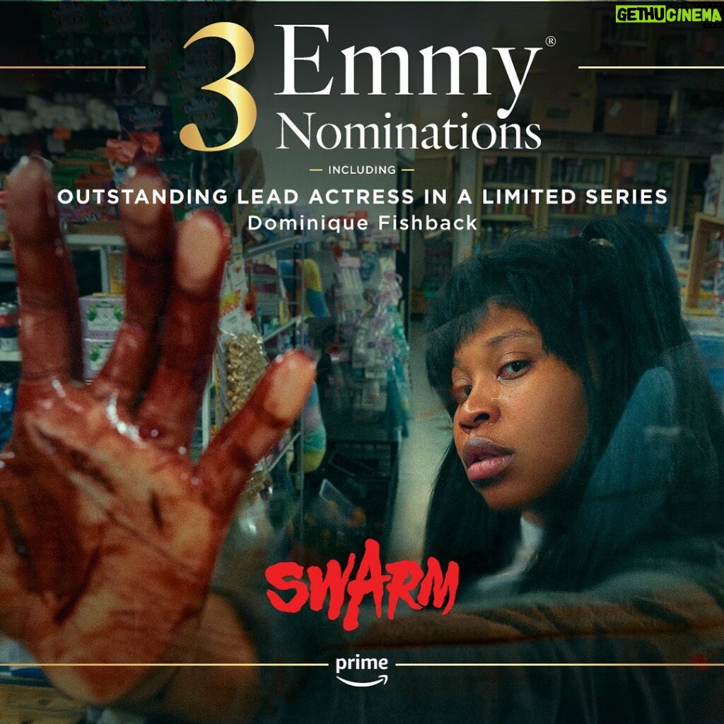 Dominique Fishback Instagram - Seriously …. I’m going to look back at my vision boards from the last 8 years or so and journal about the love and pride I feel to get to say that I have been Emmy Nominated. @televisionacad 🥹🫶🏽🥹 I’m really thankful to everyone who helped to make this dream a reality. My wonderful cast and crew! Congratulations to team @swarmonprime @janinenabers @donaldglover @primevideo
