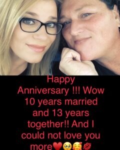 Dot-Marie Jones Instagram - HAPPY ANNIVERSARY MY BABY @bridgettcjones THANK YOU FOR CHANGING MY LIFE !! WE HAVE HAD A HELL OF A RIDE! I CAN’T WAIT FOR THE NEXT 10!💋♥️FOREVER AND ALWAYS I LOVE YOU ❤️ YOU’RE THE BEST DREAM COME TRUE!! I LOVE YOU