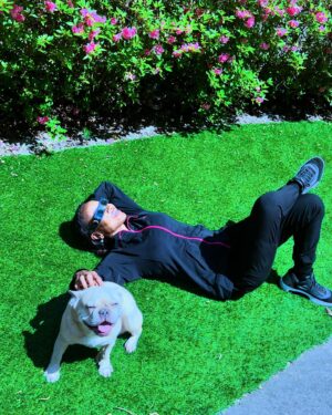Dr. Contessa Metcalfe Instagram - Just me and my Dawg 🌒 

#SolarEclipse2024 #Playinghookie #TooCoolForSchool #DrContessa #HauteDoc #MetcalfeFamily #Frenchie 🐶 #FrenchieLife