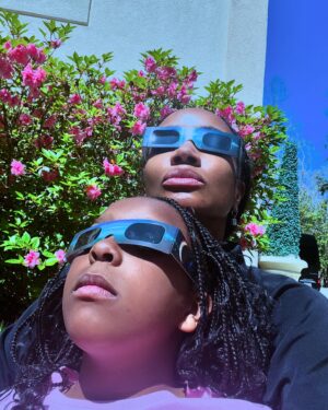 Dr. Contessa Metcalfe Instagram - Just me and my Dawg 🌒 

#SolarEclipse2024 #Playinghookie #TooCoolForSchool #DrContessa #HauteDoc #MetcalfeFamily #Frenchie 🐶 #FrenchieLife