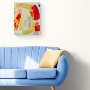 Drew Jacoby Instagram - Santorini. 16x20 inch acrylic, oil pastel, resin on stretched canvas. #greece #santorini #abstractart #painting #abstractpainting #originalart #epoxyresin #sunshine #yellow #homedecor #interiordesign #popart #midcenturymodernhome