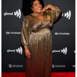 Dulcé Sloan Instagram – The @glaad media awards were a dream. My Prima @irenesmorales took EVERY PICTURE and it was needed. I saw all my favorite people and got to celebrate a community that has always celebrated me. Thank you for the love and the nomination. I lost the award to @iamjhud which is a huge honor. 

Dress: Liquid Gold Colla Voce dress @byvinnik
Necklace & bracelet: @inc_rtw 
Styled by @styleethic