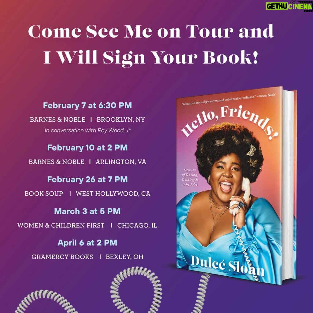 Dulcé Sloan Instagram - Book tour! Book tour here! Come and get your book tour! I’m signing books! I’m taking pictures! I’m doing the damn thing! *Oprah yell* So please come see me and make my dreams come true.