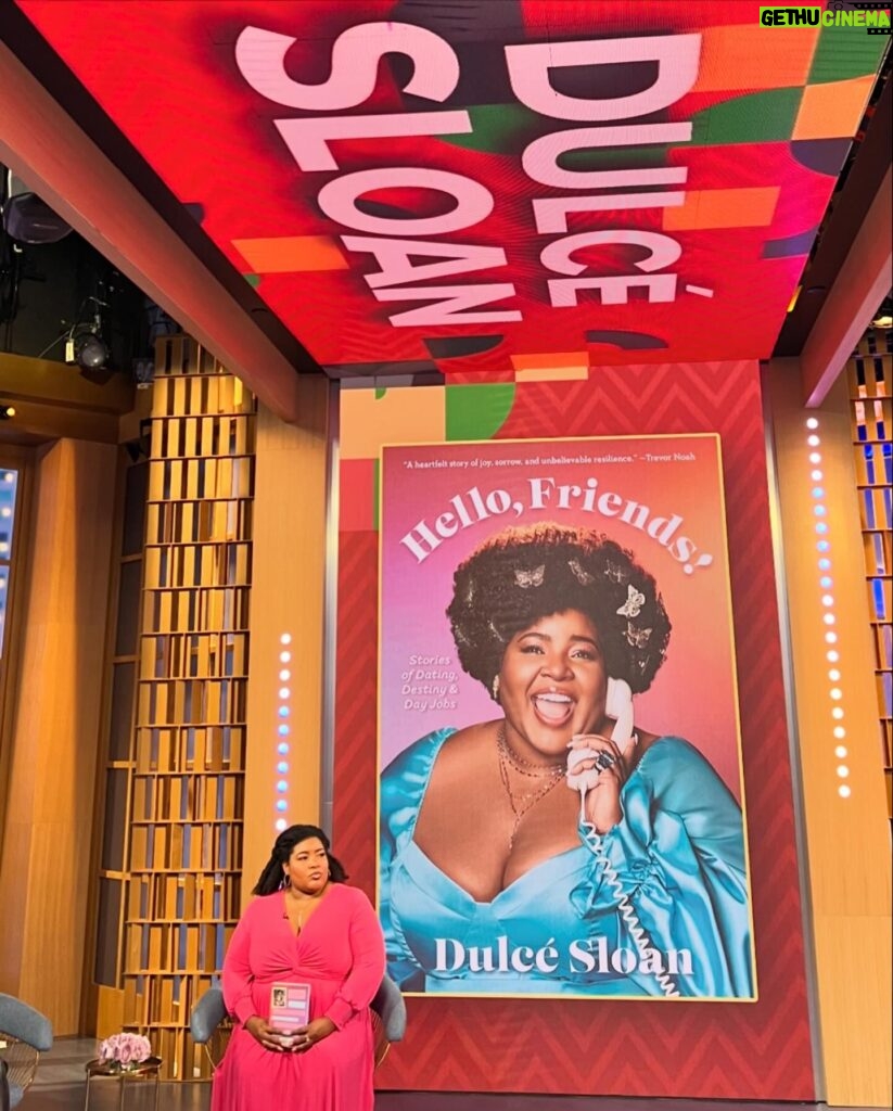 Dulcé Sloan Instagram - Last week was a whirlwind of press and blessings! @abcgma3 with @vladduthierscbs and @gayleking (she read my book and loved it! 😮) @abcgma3 with @demarcomorgan trying my best to make @michaelstrahan jealous (didn’t work 🥺 lol) and my book signing in @bnclarendon where @aminahimani blessed me with her presence! Dress 1: @eloquii Dress 2: @torrid Thank you for all the love!