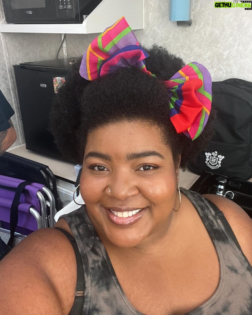 Dulcé Sloan Instagram - Can’t really post about the movie but yall had to see how cute I look! A double bow! I’m a child. How old do I look?
