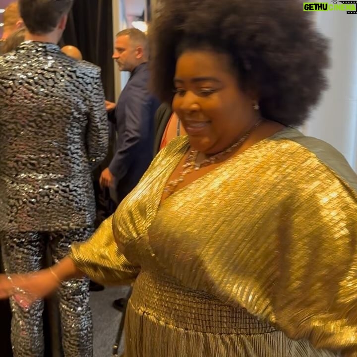 Dulcé Sloan Instagram - The @glaad media awards were a dream. My Prima @irenesmorales took EVERY PICTURE and it was needed. I saw all my favorite people and got to celebrate a community that has always celebrated me. Thank you for the love and the nomination. I lost the award to @iamjhud which is a huge honor. Dress: Liquid Gold Colla Voce dress @byvinnik Necklace & bracelet: @inc_rtw Styled by @styleethic