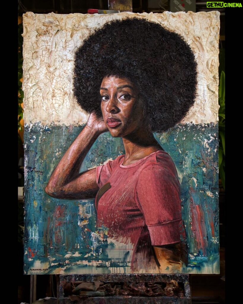 Ebony Obsidian Instagram - At a loss. I feel as though very rarely do people see you, truly, as you are. But, in one of my oldest, bleach stained, shirts, picked out Afro, and minimal makeup, I feel incredibly seen. @TimOkamura this painting is stunning. Your artistry, is stunning. Swipe to see my childhood self portrait. See the difference? Thanks Tim! 😅