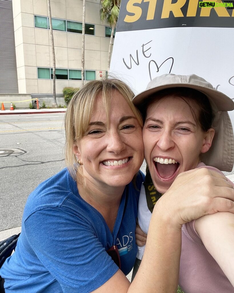 Eden Sher Instagram - Went picketing last week for the first time bc I left for UK the literal DAY the strike started. it was v emotionally difficult to not be able to support for so long. @koramadrama & I walked around Disney for several hours and even tho it was a million degrees it felt good to finally be out there to stand w @sagaftra and in support of @wgawest and hey I even ran into good friends along the way! #sagaftrastrong