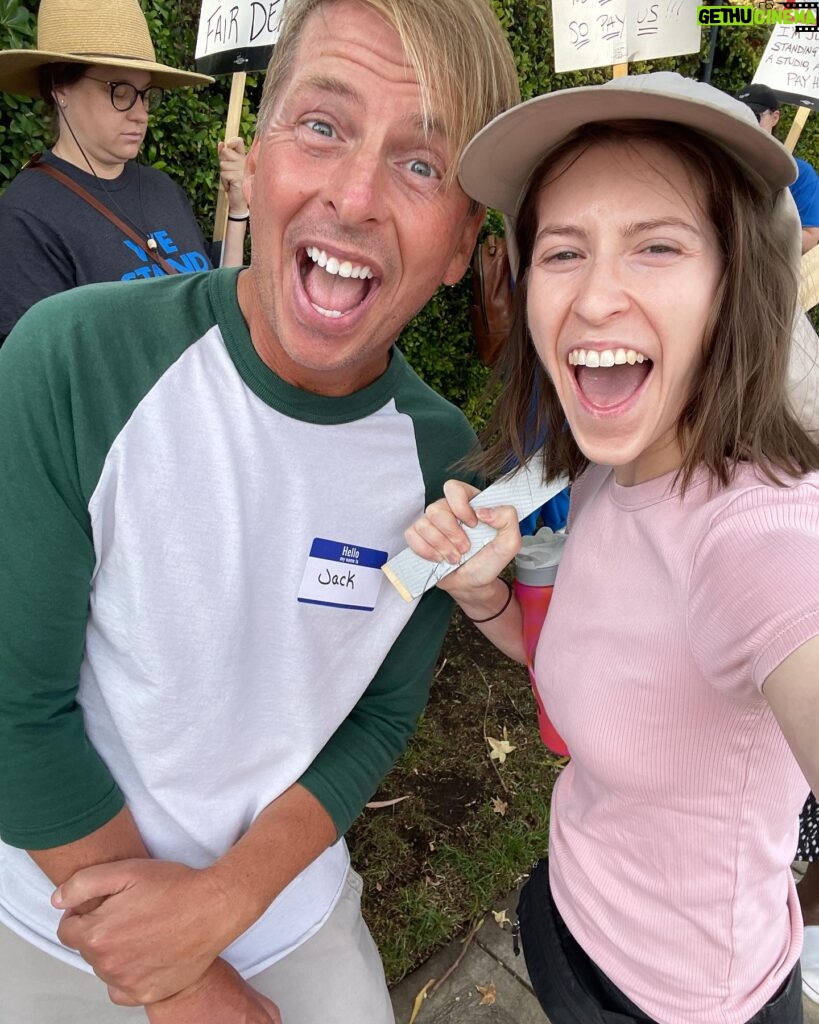 Eden Sher Instagram - Went picketing last week for the first time bc I left for UK the literal DAY the strike started. it was v emotionally difficult to not be able to support for so long. @koramadrama & I walked around Disney for several hours and even tho it was a million degrees it felt good to finally be out there to stand w @sagaftra and in support of @wgawest and hey I even ran into good friends along the way! #sagaftrastrong