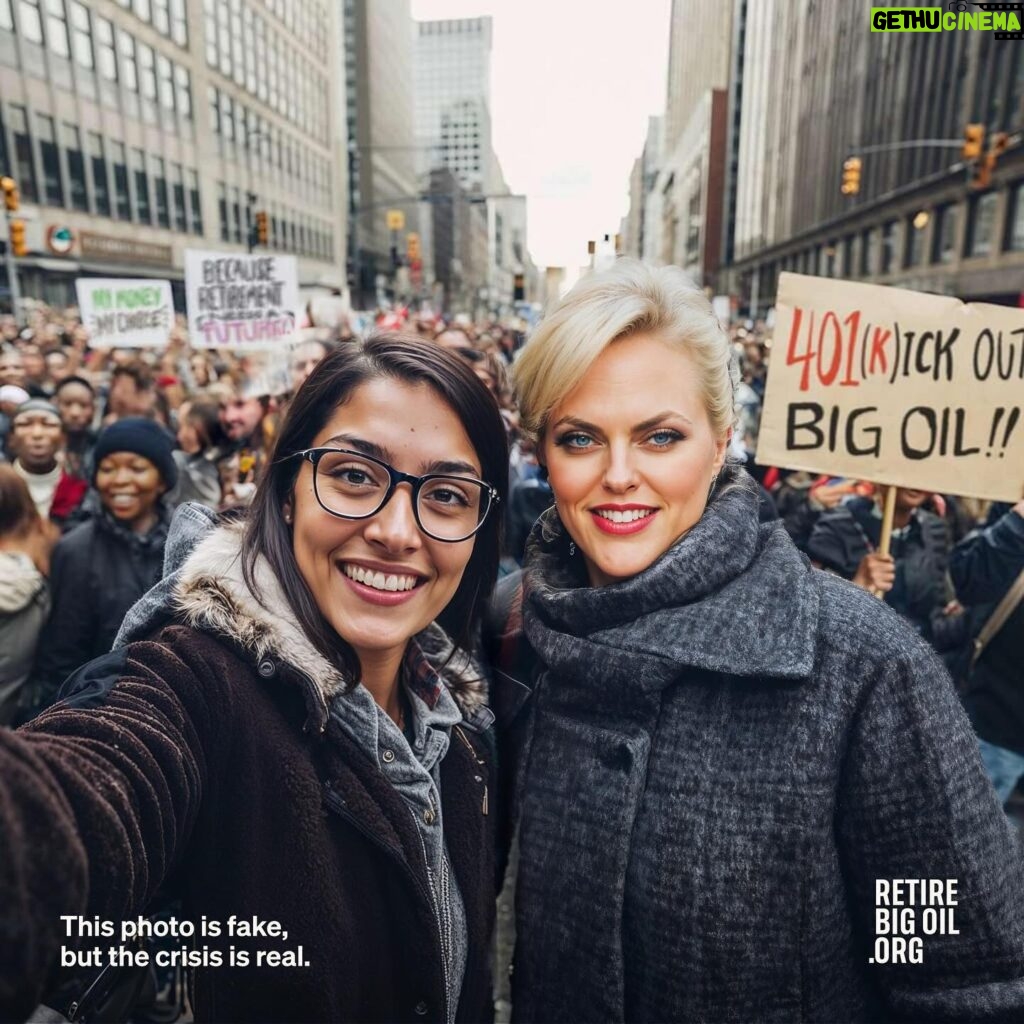 Elaine Hendrix Instagram - I’M VIRTUALLY MARCHING RIGHT NOW to tell Wall Street we want a climate-friendly option in every 401(k). YOU CAN MARCH WITH ME side by side in the same photo (see #4)! Just choose “donate” in the app. Tag me when you share. I’d love to see it! To get started, go to RetireBigOil.org / @retirebigoil HERE’S WHAT’S HAPPENING: For 99% of Americans, if you want a 401(k), you have to invest in Big Oil. It’s a huge boost to the the fossil fuel industry. BUT if we’re loud enough, Wall Street will change. Please join me! #RetireBigOil