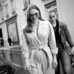 Eleanor Tomlinson Instagram - This time last week… Paris Fashion Week x @zimmermann 🖤🤍 @cfhlondon #InIllustration #ZimFall24 #PFW #Zimmermann