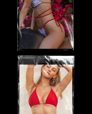 Eliana Jones Instagram - Had this print idea on my mind for so long & I’m pumped that my girls who own a hometown brand in Toronto helped make this come to life🧚🏼‍♀️

2 sides & new itty bitty fit. 
BOOTY CALL x SPICY 🥵🍑🌶🦂 

get ur little asses to the link in bio to shop my collab
@sunbaeswim 

(special s/o to @taylormarie_321 for letting me take snoopy out of retirement for this shoot 😝)