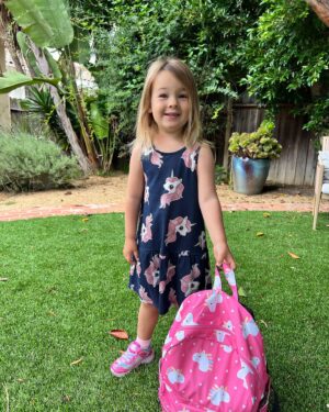 Elizabeth Hendrickson Instagram - What a difference a year makes! All grown up and ready for another year at pre school. Moving up to the bigger  campus with all the “big” kids 😭Everything unicorn was requested 🦄 from our little magical creature.